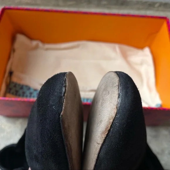 Tory Burch Heels Column Block Therese 65mm Black Suede Round Toe Womens 9 - Picture 10 of 14